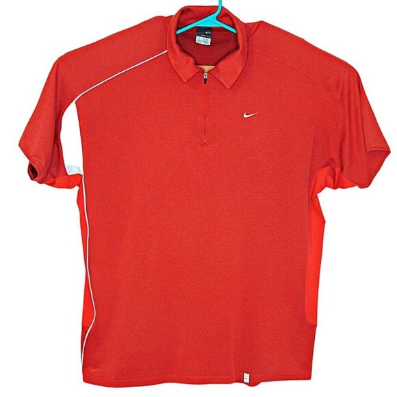 Nike Mens Shirt Dri-Fit UV 1/4 Zip Athletic Short Sleeve Red Size XL - Picture 1 of 12